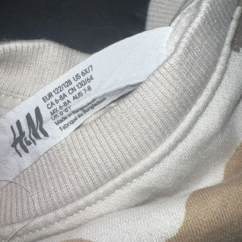 H&M BOYS 6-8 CREWNECK+JOGGERS dinosaur King Of Dinos ROAR BEIGE Cotton Fleece HM - Picture 4 of 5